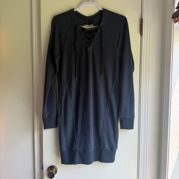 Prana Dresses & Skirts - prAna Women Charcoal Heather Hemp Blend Lace Up Long Sleeve Tunic Dress XS NEW